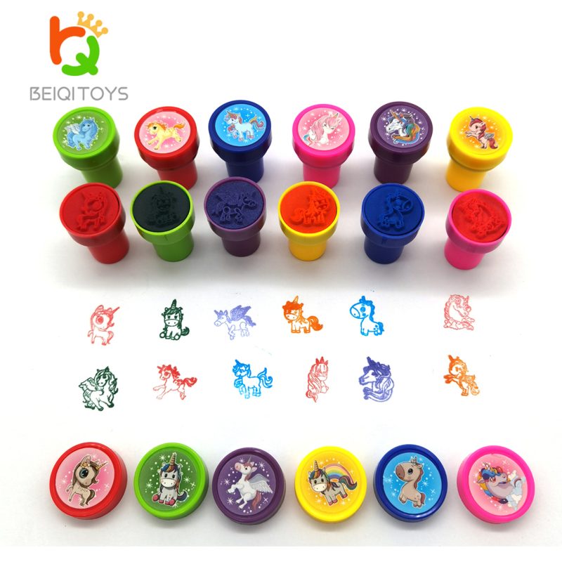 unicorn stamp set , 12 unicorn designs bulk, PP stamps 6 colors retail ready