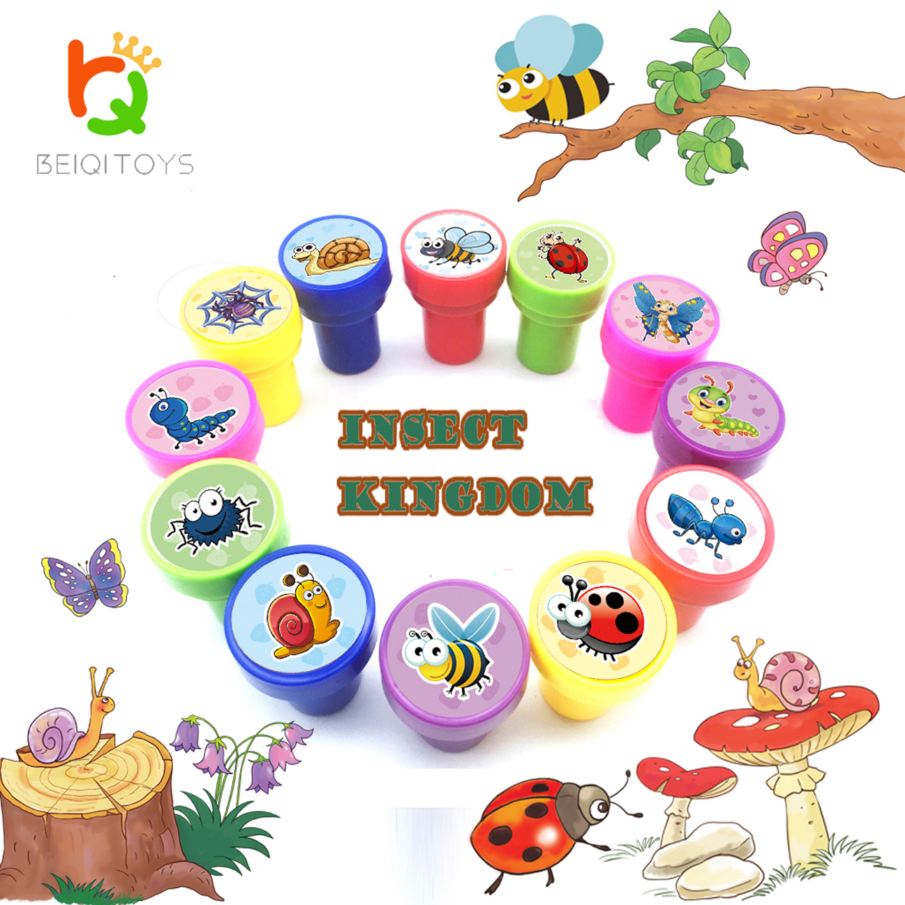 -2 Bulk Round self-inking stamp Insect A - Image 1