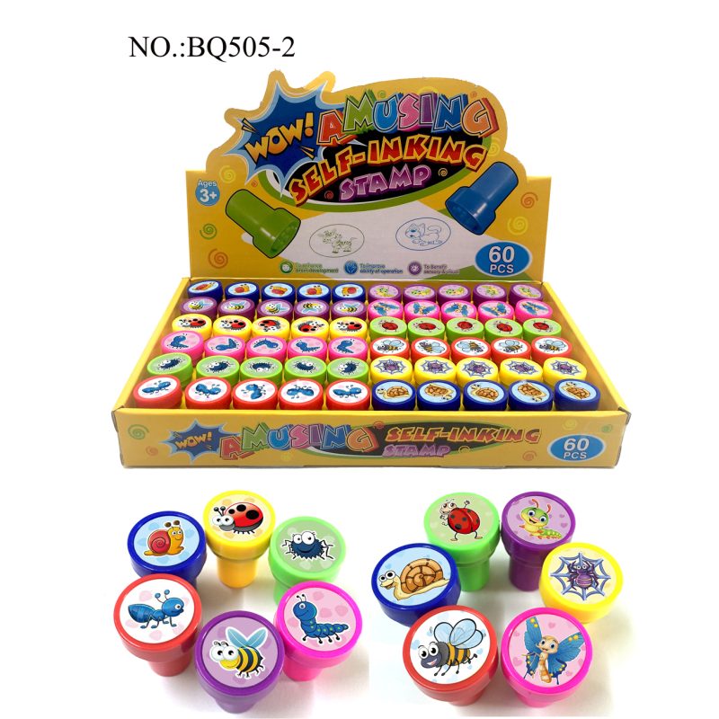 insect stamp set 60 piece display box, 12 insect designs bulk, PP stamps 6 colors retail ready