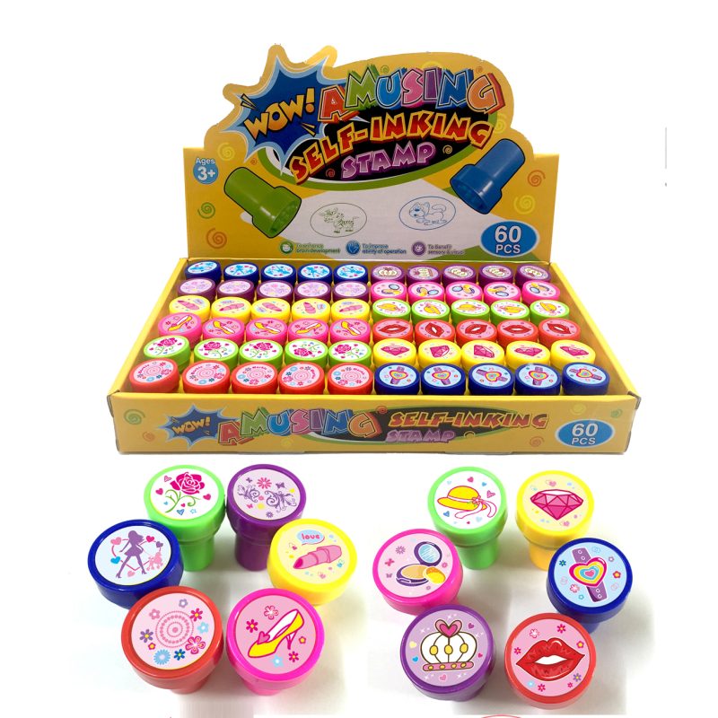 princess stamp set 60 piece display box, 12 princess designs bulk, PP stamps 6 colors retail ready