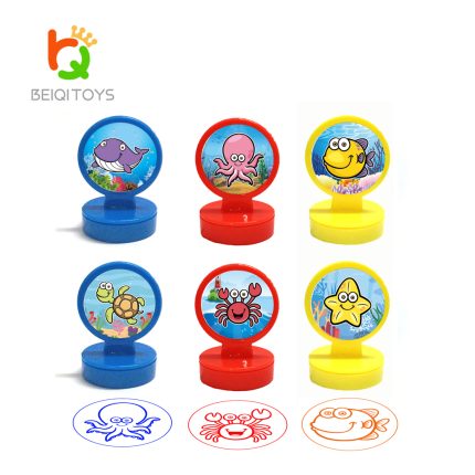 ocean animal stamps set for kids, washable shark stamp with round handle