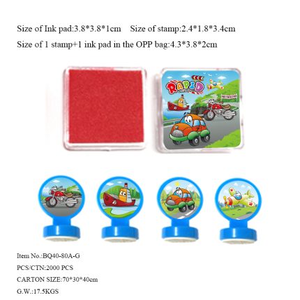 vehicle rubber stamps set for kids, car truck airplane ship stamps with ink pad, close-up of round handle rubber stamp
