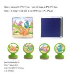 dinosaur rubber stamps set T-Rex Stegosaurus, prehistoric adventure toy stamps, round handle rubber stamps for kids